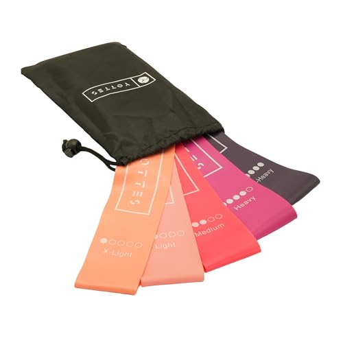 YOTTES Minibänder Set – 5 Widerstandsbänder aus Naturlatex mit 5 Stärken – Fitnessbänder inkl. Tragebeutel & Übungsanleitung – Ideal für Muskelaufbau, Yoga, Reha & Home Workout