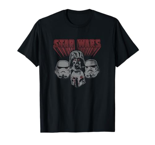 T-shirt Star Wars cadeau idéal pour fan du Dark Side avec l'imprimé Four Helmets