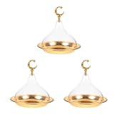 Cabilock 3 Sets Acryl Kuchenplatte und Zinklegierung Goldene mit Deckel