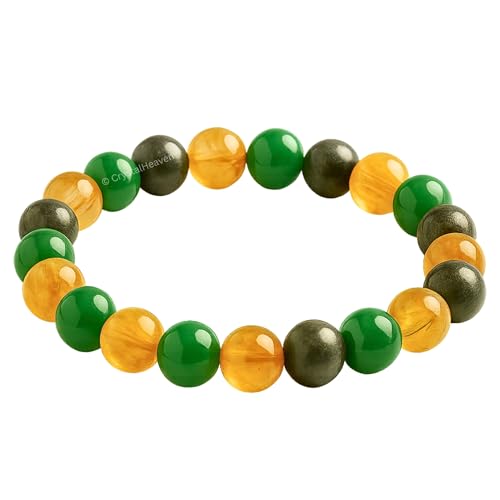Image of Money Magnet Bracelet Original Certified Pyrite Bracelet with Green Aventurine, Citrine - Elegant Bracelet for Man, Women and Men - Healing Crystals Bracelet with Money Crystal Stones