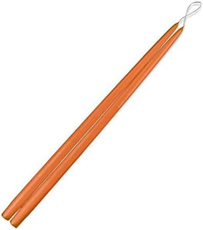 Extra Long Beeswax Blended Taper Candles - Orange Dripless Dinner Candles Sticks - 24 Inch Tall Pair
