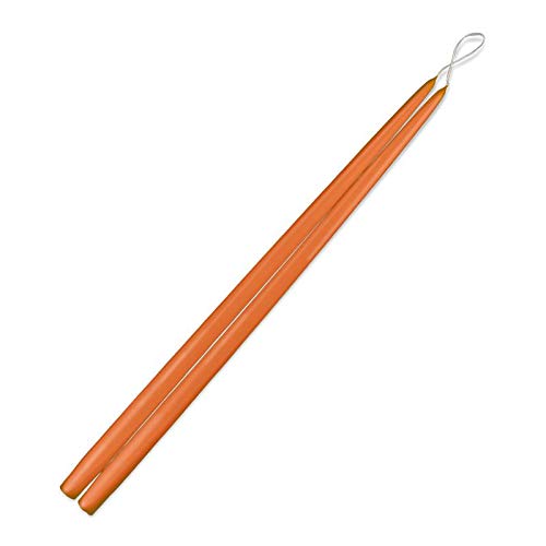 Extra Long Beeswax Blended Taper Candles - Orange Dripless Dinner Candles Sticks - 24 Inch Tall Pair