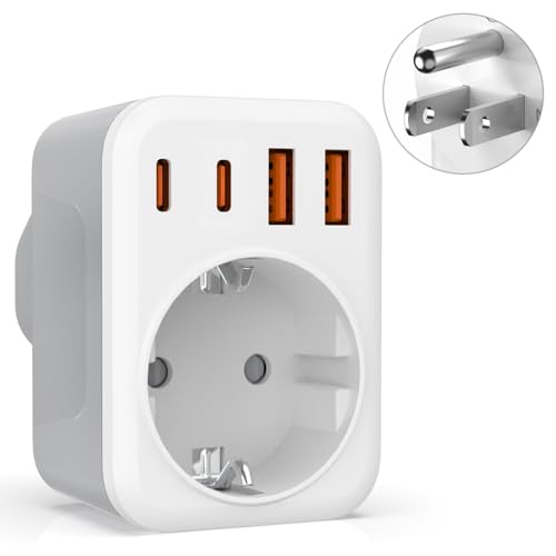 5 IN 1 USA Adapter Steckdose, Reiseadapter USA Typ B mit 2 USB C & 2 USB A, Adapter USA Deutschland Stecker für Amerika, Kanada, Mexiko,Thailand