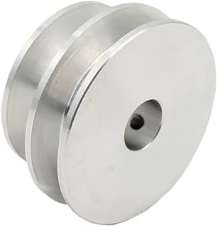 1PCS Aluminum Alloy 40&50MM Double Groove Pulley 8-20MM Fixed Bore V-Shape Pulley Wheel for Motor Shaft Drive (8MM Hole Dia), Silver