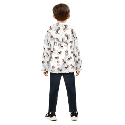 CHIFIGNO Cute Beagle Dogs White Toddler Zip up Hoodie Light Comfy Fleece Outerwear Jackets 3T4