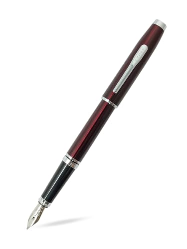 Image of Cross Coventry Red Lacquer Fountain Pen with Polished Chrome Trim - Fine Nib, Refillable, Luxury Gift Box