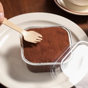 300 Stk Holzgabeln Disposable Cutlery Einweggabeln Kuchengabeln Holz Einmalbesteck Holzbesteck Löffel Gabeln Einmal Einwegbesteck Klein Holzlöffel Party Besteck für Camping Picknick 4 Inches