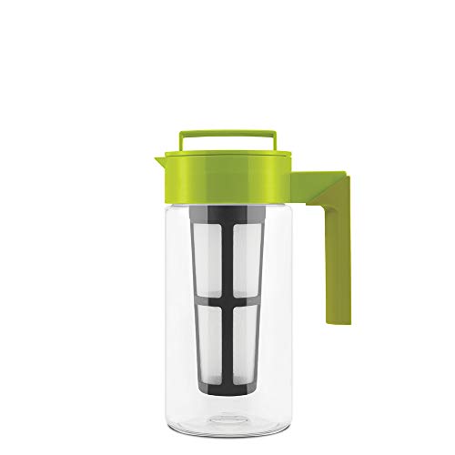 Image of Takeya Flash Chill Iced Tea Maker - Versatile Tea Brewer for Loose /Bagged Tea - Patented Flash Chill Tech Hot /Cold Use BPA-Free Tritan Dishwasher Safe - Airtight Lid Made in USA - 1 Quart /Avocado