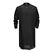 Mens Kaftan Thobe Cotton Linen Muslim Tunic Shirt Long Sleeve Stand Collar Button Up Robe Casual Dress Gown Arabic Clothing 01 Black Medium