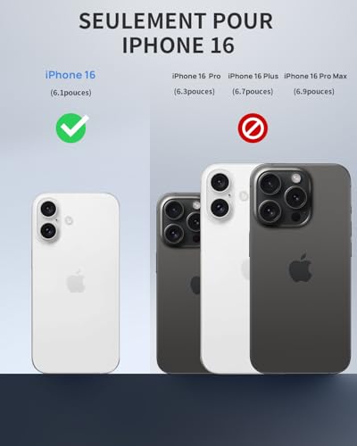 Coque iPhone 16 étanche antichoc MagSafe et étui imperméable bleu - 6