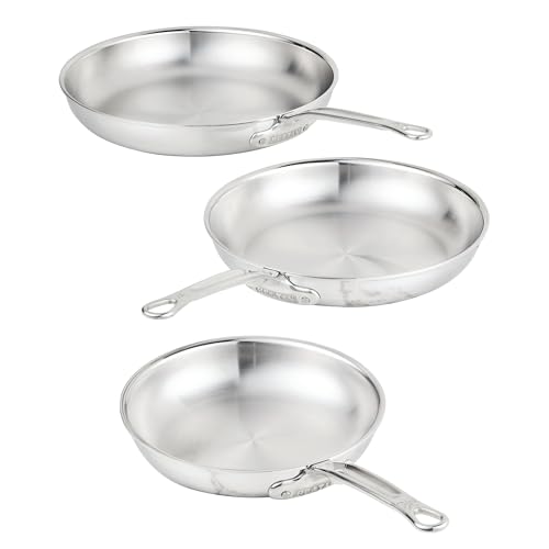 Hestan ProBond Luxe 3-Piece Skillet Set (8.5, 11 & 12.5 Inch) Professional Clad Stainless Steel, ProCore Tri-Ply Clad Construction, Polished Exterior, Induction & Oven Safe