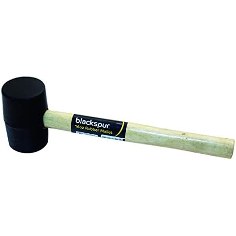 blackspur 16oz Rubber Mallet Hammer Black with Hard Wooden Handle Shaft Blackspur Trade DIY Tools, HM207 Cover