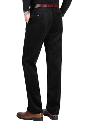 Oanviso Calças de veludo chinês homem casuais calças de fato slim fit moda elásticas calças de trabalho calças de ganga calças Straight outono e inverno, A Preto, S