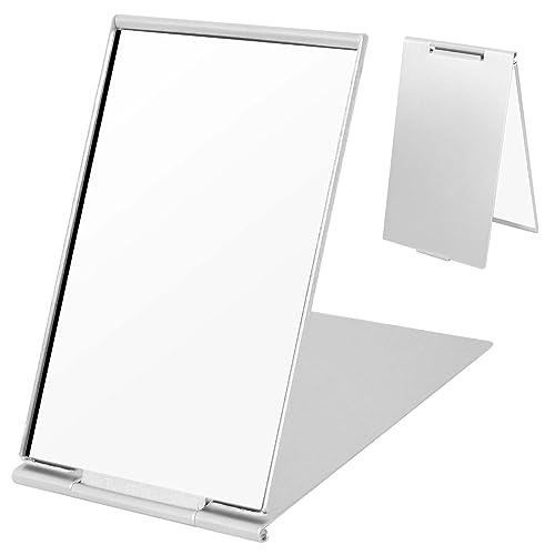 Colexy Espejo de Mano 10x7 cm Espejo de Bolsillo Espejo Cosmético Portátil Espejo de Mano Plegable Espejo Ultrafino y Duradero para Viajes Oficina Afeitado Camping y Maquillaje