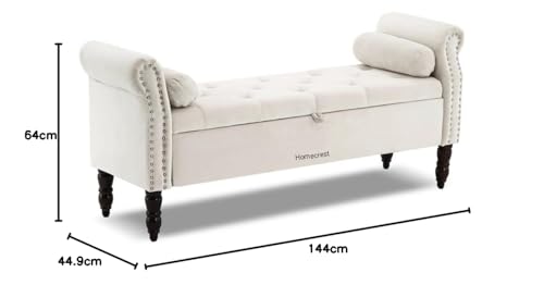 Image of Cleobury Storage Couch Bench Ottoman Bench 2 Seater Sofa Settee for livingroom badroom Office (Beige)