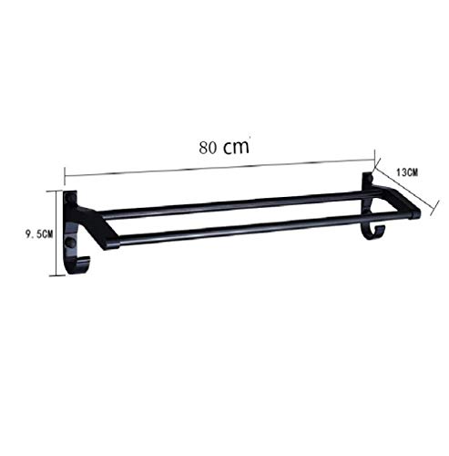 Porte-serviettes double en aluminium space black robuste longueur 80 cm - 8