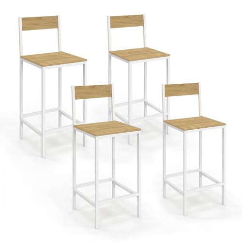 IDMarket - Lot de 4 tabourets de Bar Detroit avec Dossier Chaise de Cuisine Design Industriel