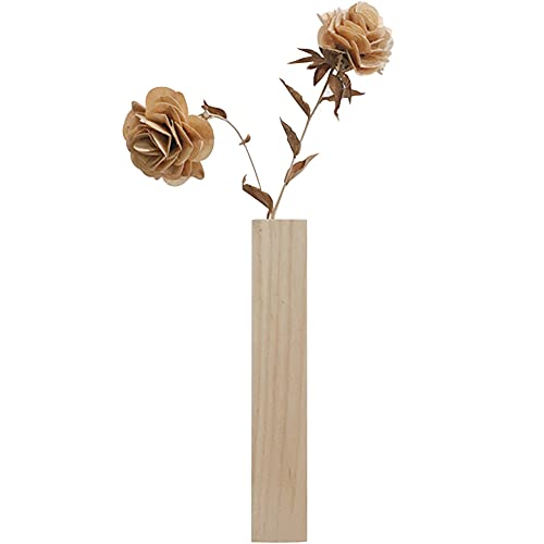 HIGHAWK一輪挿し 壁掛け 壁掛け花瓶 木製花器 水耕栽培 ガラス 試験管 フラワーベース インテリア おしゃれ 玄関 花器 生け花(アッシュウッド・高さ22cm)