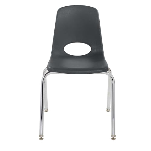 FDP 18" School Stack Chair,Stacking Student Seat with Chromed Steel Legs and Nylon Swivel Glides For In-Home Learning, Classroom or Office - Black (4-Pack), 10384-BK by Factory Direct Partners - Image 7