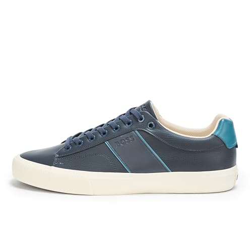 Image of BOSS Men's Aiden Logo Block Leather Low Top Sneakers | Casual Shoes