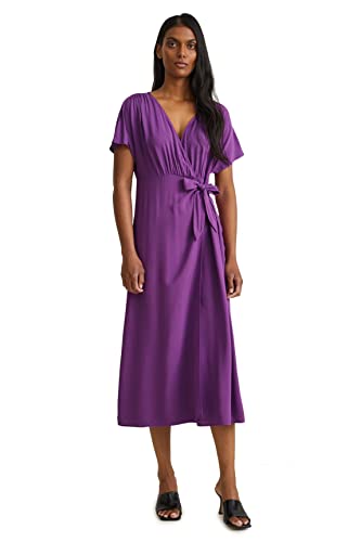 C&A Damen Kleid V-Ausschnitt Midi Kleider violett 40
