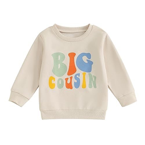 Toddler Baby Girl Boy Sibling Matching Outfits Big Cousin Shirt Embroidery Crewneck Sweatshirt Fall Winter Clothes