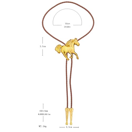 Image of GelConnie Bolo Ties for Men Women Western Cowboy Tie Mens Western Necklace Leather Necktie Gold Bolero Tie Cowboy Necklace