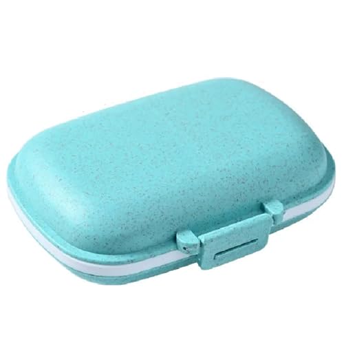 BARAC Organizador de Píldoras de viaje, 8 Compartimentos, Caja de Pastillas portátil para monedero de bolsillo, contenedor de vitaminas portátil para medicina, Pastillero (Azul)