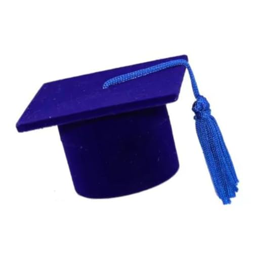 Caixinha De Veludo Para Anel De Formatura Modelo Capelo Estojo Azul ou Preta (Azul)