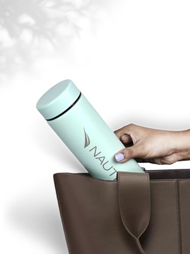 Image of NAUTICA Premium Leak-Proof Insulated Water Bottle - 1pc (Stern)| 500ml | Stainless Steel Flask with 24 Hours Temperature Retention | Ideal for Travel, Gym, Office Use Titanium Solid-LightGreen