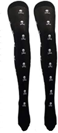 Halloween Party Costumes Women High Socks Girls' Long Stockings Masquerade Carnival Cosplay Soft Stocking (Pirate Skulls)
