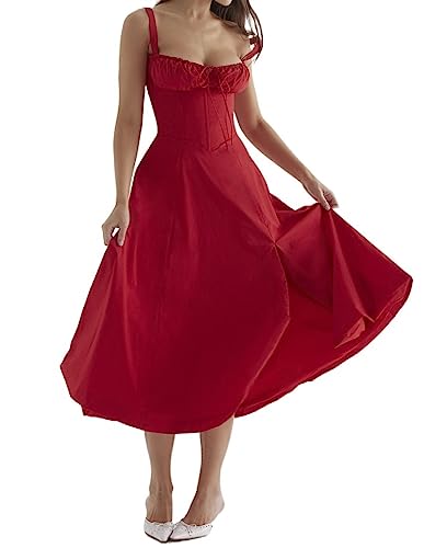 Vestido Com Corpete Vestido Com Gola Quadrada E Sem Mangas Vestido Com Corpete Feminino Floral Midi