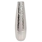 Hosley Teardrop Hammered Metal Vase with 16.5-Inch Height Elegant Centerpiece for Floral Arrangements and Statement Home Decor Sophistication in Silver