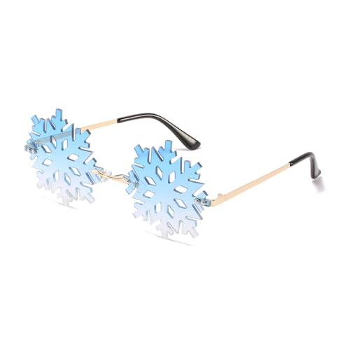 LJCZKA Snowflake Shape Sunglasses Women Men - Rimless Novelty Ice Glasses Funky Christmas Festival Party Accessories