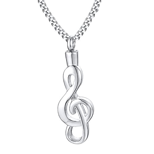 DYNWAVE Colar de pingente de urna nota musical de aço inoxidável cinzas cremação lembrança presente