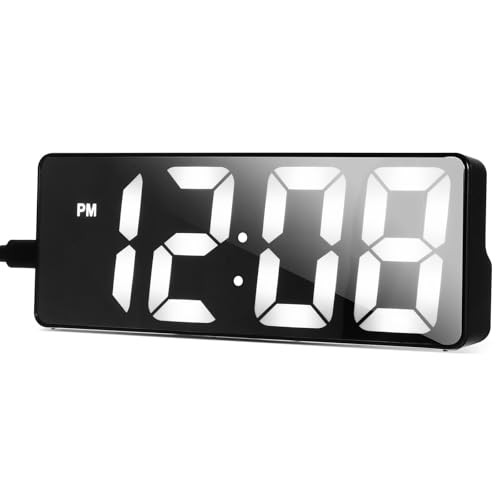 LIFKICH Reloj Despertador Digital LED y Diseño de Plástico Negro con Pantalla Grande, Función de Alarma para Dormitorio y Escritorio