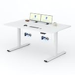 FLEXISPOT QB2 Electric Standing Desk 2 Motors 140 x 70cm Height Adjustable Sit Stand Up with 4 Memory Smart Panel Anti-Collision System for Home Office, White
