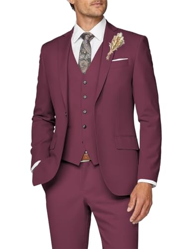 Wangyue Mens Suit 3 Piece Slim Fit Suit for Men Formal Business Suit Wedding Groom Prom Tuxedo Dinner Party
