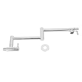 BSTCAR Gebürsteter Topffüller-Wasserhahn aus Edelstahl, Wandmontage, Doppelgelenk, Schwenkarm, Einzelloch, Zwei Griffe