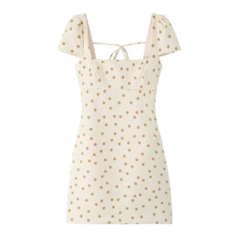 Robe mini à pois col carré coupe tailleur et finitions chics