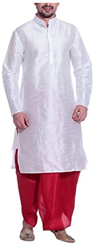 Kurta y Dhoti de seda exclusivo conjunto de gala para hombre
