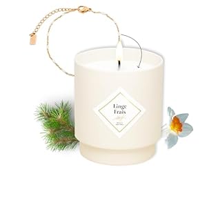MY JOLIE CANDLE – Bougie Parfumée Linge Frais – Bijou Surprise Bracelet Crème – Cadeau Femme Maman – Cire Naturelle Végétale – Parfum Français – Mèche Coton