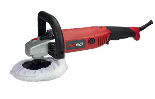 PROMAKER Buffer Polisher 7-inch, 11.2AMP buffer polisher with 6 variable speed polisher, 600-3000RPM. Detachable Handle, perfect for waxing car, polishing, and sanding PRO-PL1300
