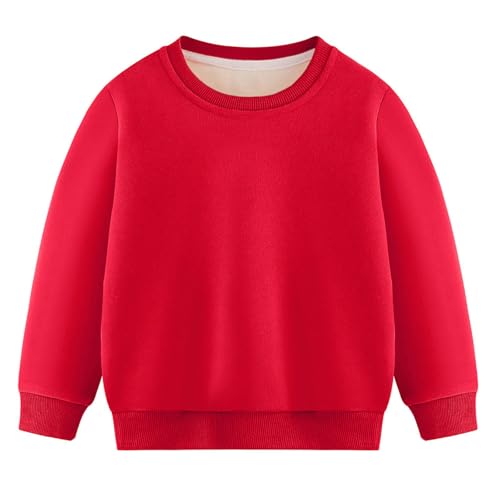 Toddler Girls Boys Warm Sherpa Sweatshirt Basic Crewneck Long Sleeve Loose T-Shirts Casual Pullover Tops for Kids 2-12 Years