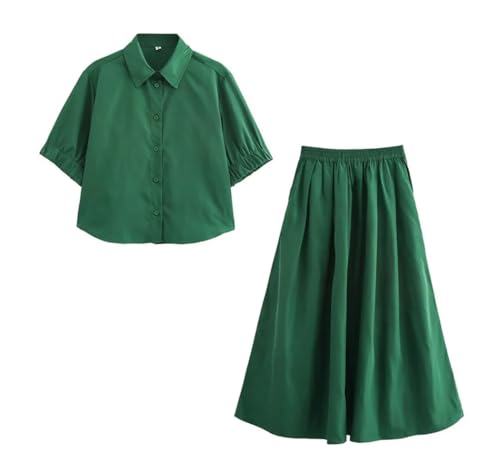 Ensemble 2 pièces femme jupe longue évasée taille haute anti-complexes
