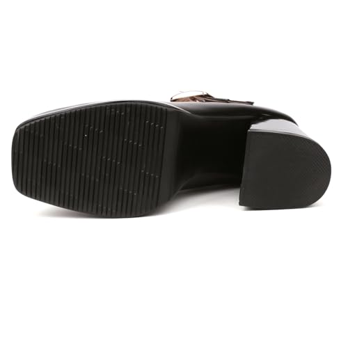 Concise Platform Block Heel Square Toe Women Shoes2