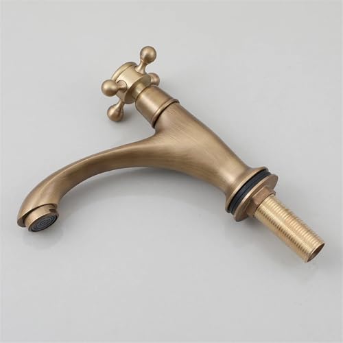 Robinet de lavabo de salle de bain en laiton antique commande eau froide - 8