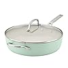 KitchenAid Hard Anodized Ceramic 5 Quart Nonstick Saute Pan with Shatter Resistant Lid Riveted Handle–Durable Even Heating Easy Clean Oven Safe to 500F Pistachio