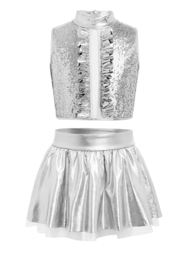 Metálico conjunto de niña ideal para festivales escolares y danza hip hop