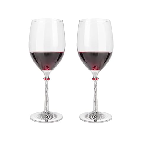 Hanjue Wine Glasses set of 2, 16 Oz Metal Long Steam Lead-free Crystal Wine Glasses, Ideal for most Occasion, Long-lasting Drinking glasses Cover